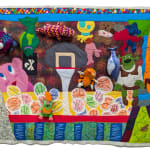 Michael C. Thorpe, Aura of Authenticity, 2024 Fabric, Batting, Thread, Crayon, and Stuffed Animals 43.5 x 61.5 in (MT155)