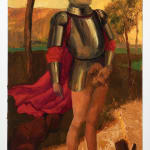 Yongqi Tang, Knight Peeing in a Landscape, 2024