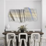 Ocean Wave shown in different configuration. The two pieces to this work may be repositioned in their grouping or be separated into two pieces for display according to the viewer's experience. Mockup scene shown for illustration purposes.