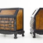 Pair of 19th Century Padauk & Burr Wood Dutch Colonial Bureaux