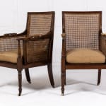 Pair of Edwardian Regency Style Bergère Library Chairs