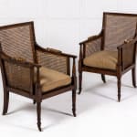 Pair of Edwardian Regency Style Bergère Library Chairs