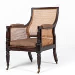 19th Century English Regency Mahogany Bergère Library Chair
