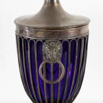 SOLD, Pair of 19th Century Urns with Bristol Blue Glass Liners