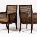 Pair of Edwardian Regency Style Bergère Library Chairs
