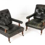 Pair of 19th Century Holland and Sons Oak Library Armchairs
