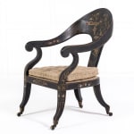 A Rare 19th Century English Regency Japanned Klismos Armchair