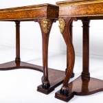 Pair of Rare Early 19th Century Italian Walnut and Burr Yew Console Tables