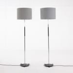 Pair of 1960s Spanish Chrome and Metal Floor Lamps