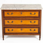 Early 19th Century French Walnut and Satinwood Commode with Marble Top