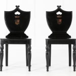 SOLD, Set of Four 19th Century English Ebonised Hall Chairs