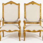 Pair of French Régence Style Giltwood Armchairs c.1900