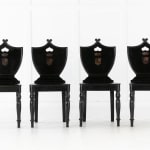 SOLD, Set of Four 19th Century English Ebonised Hall Chairs