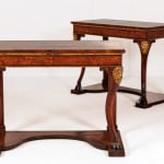 Pair of Rare Early 19th Century Italian Walnut and Burr Yew Console Tables
