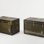 SOLD, Pair of Metal and Wood Trunks by Excelsior USA