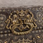 17th Century French Brass Studded Leather Chest