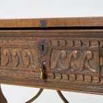 SOLD, 18th Century Spanish Walnut Trestle Table & Iron Stretcher