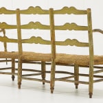 SOLD, 18th Century French Rush Seat Ladder Back Painted Sofa