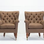 SOLD, Pair of 19th Century English Button Back Armchairs