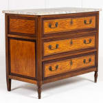 Early 19th Century French Walnut and Satinwood Commode with Marble Top