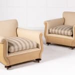 Large Pair of English Lounge Armchairs Circa 1900