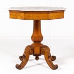 19th Century Italian Oak Octagonal Table with Inlaid Marble Top