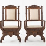 SOLD, 19th Century Pair of Carved Anglo Indian Armchairs