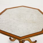 19th Century French Satinwood and Mahogany Marble Top Table