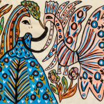 Baya Mahieddine, Femme et poisson, 1974