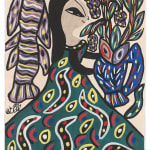 Baya Mahieddine, Femme et poisson, 1974