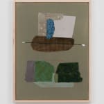 MARYANN PULS, Wood Shape with Horizontal and Vertical Lines in Gray Green, 2019