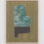 MARYANN PULS, Wood Shape with Horizontal and Vertical Lines in Gray Green, 2019
