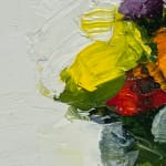 close up detail of a still life oil painting