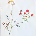 delicate mixed media painting of flowers and a butterfly
