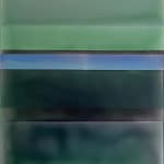 abstract painting with glossy stripes of blue and green