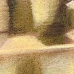close up detail of a pastel drawing