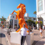 Richard Orlinski, Standing Bear - Orange Anniversary Resin