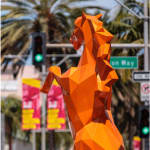 Richard Orlinski, Standing Bear - Orange Anniversary Resin