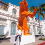 Richard Orlinski, Standing Bear - Orange Anniversary Resin