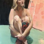 Michael Corner, Woman in a Flowered Dress with Hatchet and Small Pink Bird