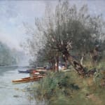 Eugène Galien-Laloue, Rural Scene-Boats on the Riverbank, n.d.