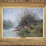 Eugène Galien-Laloue, Rural Scene-Boats on the Riverbank, n.d.