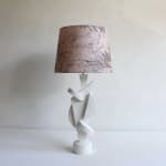 Acrobat Plaster Lamp with pink silk shade