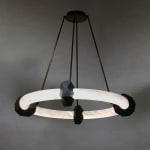 Facet lit alabaster chandelier
