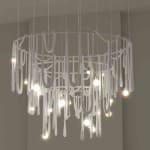 Olga Engel, Love Letters chandelier Large & Medium & Small, bulbs on the ropes, 2023