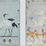 Willem van Konijnenburg (1868-1943) Japanese red-crowned cranes & Japanese cranes and deer, 1899