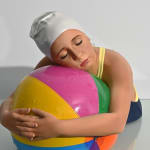 Carole A. Feuerman, The Diver (Table-top, Bronze) w/ Highly Polished Cap & Stone Base