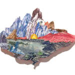 Pam Longobardi, Island of Refuge (purple waterfall green fossil)