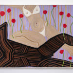 Cheryl Pope, Woman and Man Reclining on Striped Mat XVII, 2020