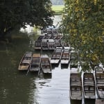 An image of Punts on the river Cherwell taken from Magdalen bridge
